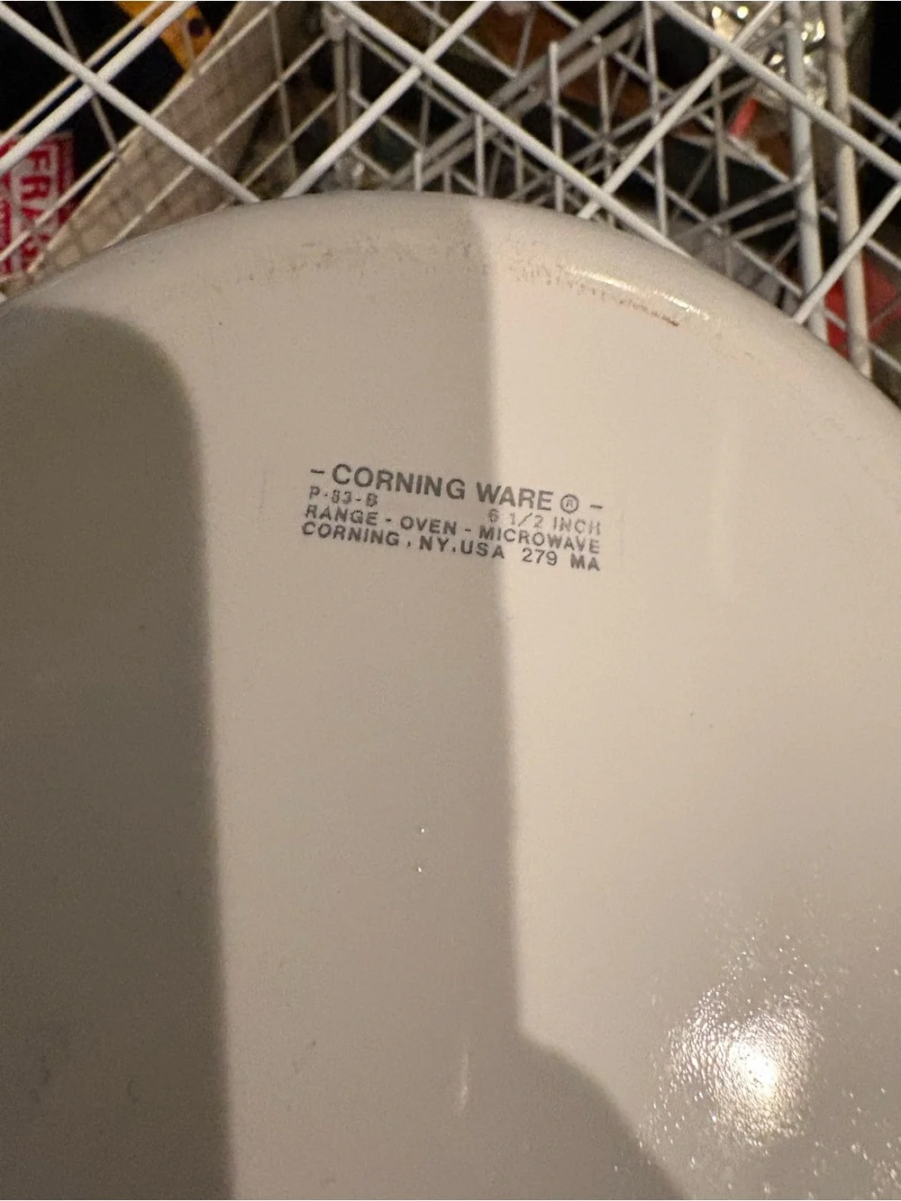 Corningware White Casserole Dish with Blue Floral Pattern